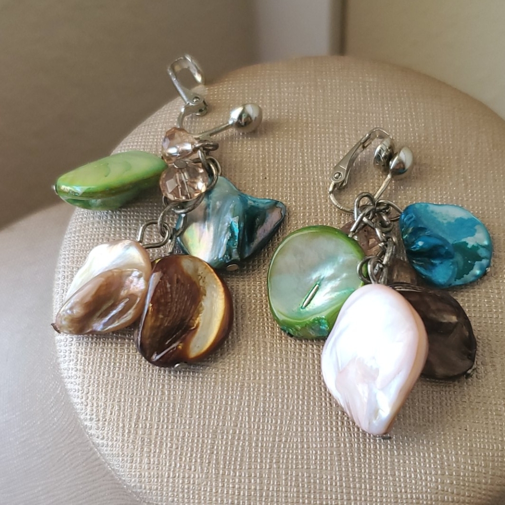 Multi color stone earings